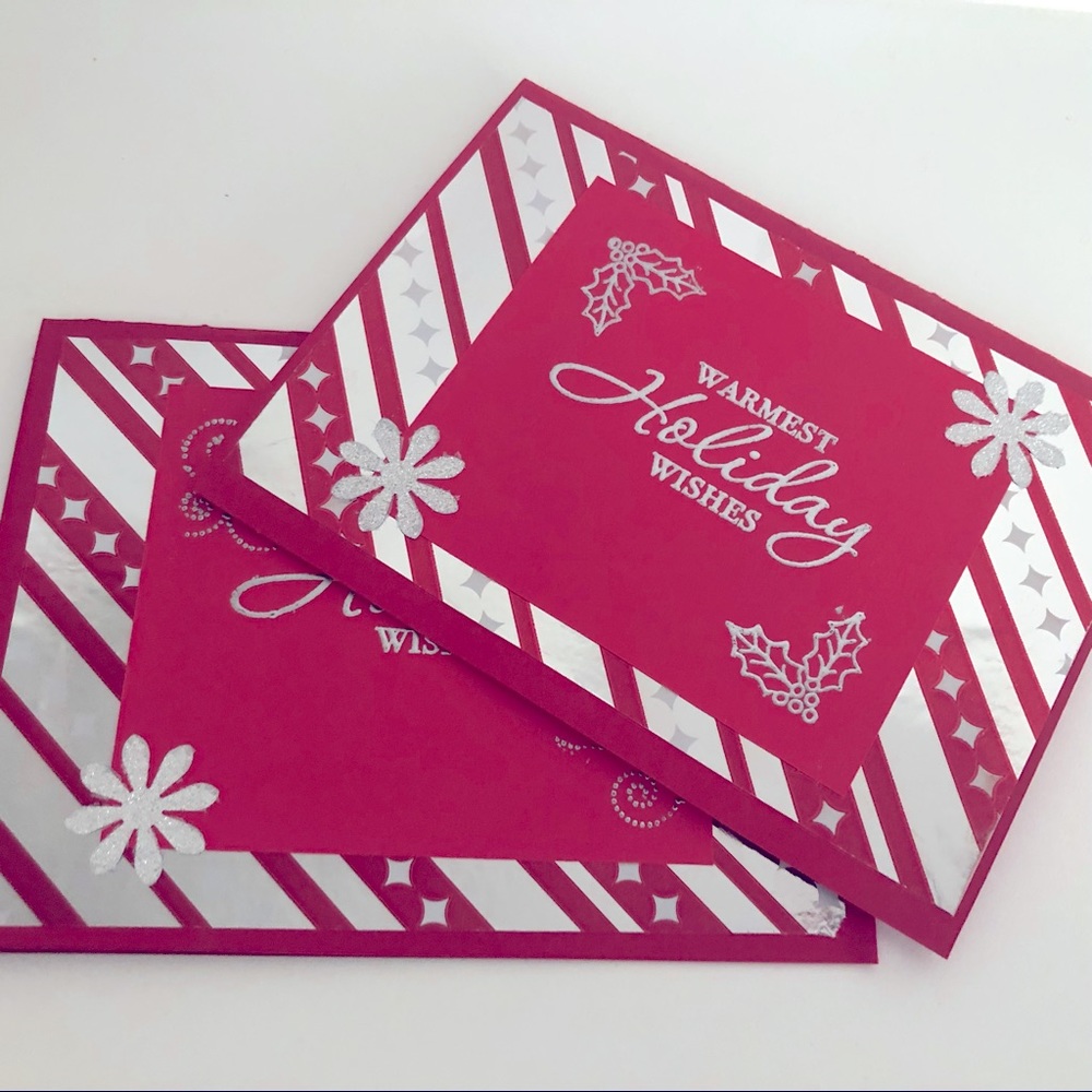 3/$30 New Set of 4 Handmade Christmas Holiday Cards Shiny Unique Gifts Presents